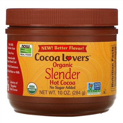 Now Foods, Slender, Горячее какао, 10 унции (284 г)