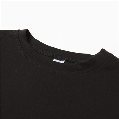 Футболка детская со спущенным плечом, чёрная, рост 122 см