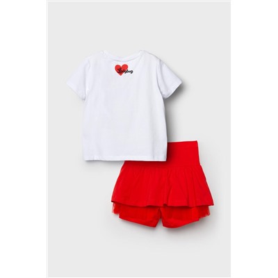 Комплект трикотажный для девочек: фуфайка (футболка), юбка-шорты PLAYTODAY, 1241304