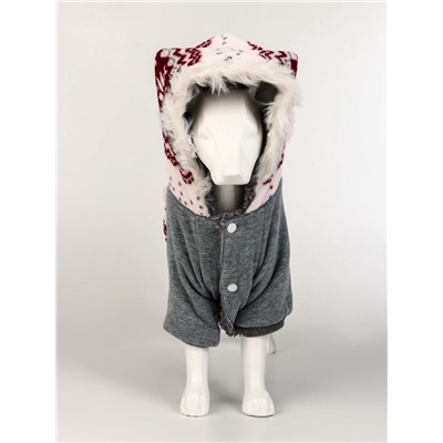 Комбинезон «Лапландия», с подкладом, размер S, ДС 25, ОГ 35, ОШ 25 см, серый, бордовый