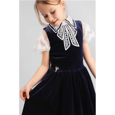 Блузка трикотажная для девочки SP014 (Кремово-синий)