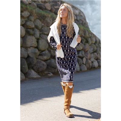 Платье жаккардовой вязки с кашемиром