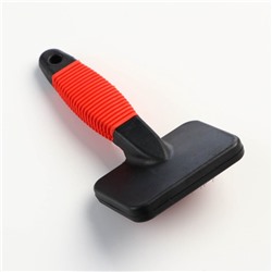 Пуходерка «Риф» без капель с резиновой ручкой 7×14 см, красно-чёрная