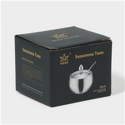 Сахарница Доляна, 250 мл, 8.5×10 см, с крышкой, с ложкой, нержавеющая сталь, серебристая