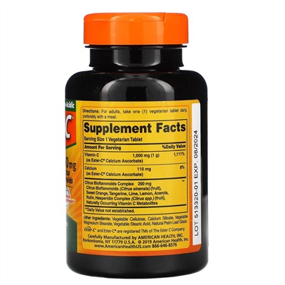 American Health, Ester-C, 1000 мг, 90 вегетарианских таблеток