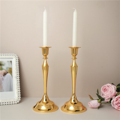 Подсвечник 2 штуки набор золото 25 см / 6301G /уп 30/