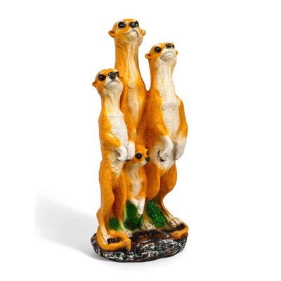 Садовая фигура из полистоуна «Сурикаты четвёрка», 46×17×20 см