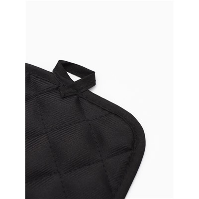 Кухонный набор «Доляна. Котик Борис», чёрный: прихватка, варежка-прихватка