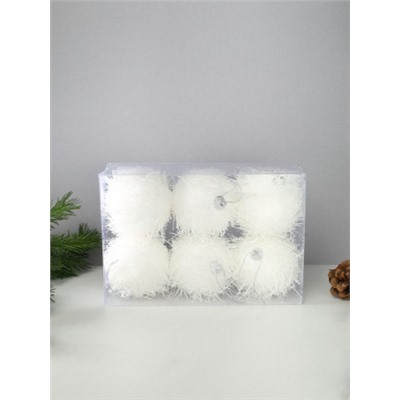 Новогоднее украшение Шары 6 штук 7 см / WF-208 /уп 72/белые