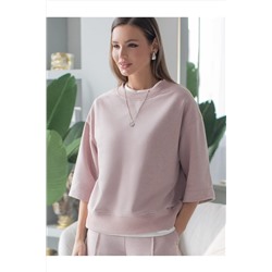 Свитшот свободный из петельчатого футера двухнитки с эластаном VILATTE, 1228121