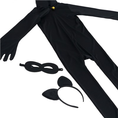 Карнавальный костюм «Крутой кот», р. М, комбинезон, маска, ободок, рост 116–128 см