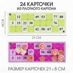 Русское лото «Для всей семьи», 24 карточки, карточка 21×8 см, 25×19×6 см