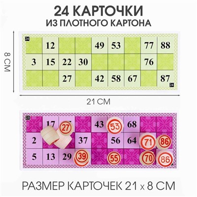 Русское лото «Для всей семьи», 24 карточки, карточка 21×8 см, 25×19×6 см