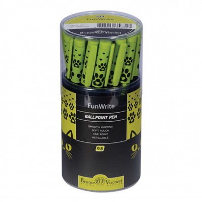 Ручка шариковая 0.5 мм "FunWrite. Взгляд зверя. Черный кот" синяя 20-0212/38 Bruno Visconti