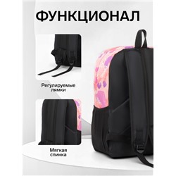 Рюкзак школьный на молнии, с карманами, с рисунком, размер 30×13×42 см, розовый/сиреневый