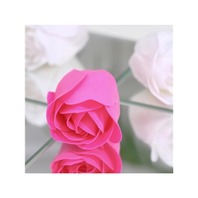 Мыльные розы, фуксия и белые, набор 9 шт.