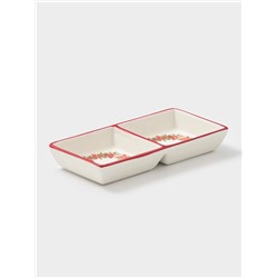 Менажница Доляна «Новогоднее настроение», 2 секций, 19.8×3 см, доломит, белая