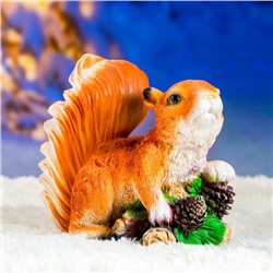 Садовая фигура из полистоуна «Белка на ветке с шишками», 14×24×21 см