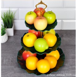 Ваза для фруктов 15 см Круг Волна зеленая / D-1267 /уп 80/ Пластик