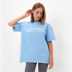 Футболка женская MINAKU OVERSIZE FIT, SPORTY & STYLISH, голубая, размер 46