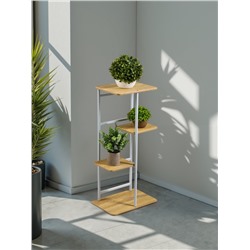 Подставка для цветов Greengo, 4 полки, 36×23×74 см, напольная, каркас металл, полки МДФ, белая