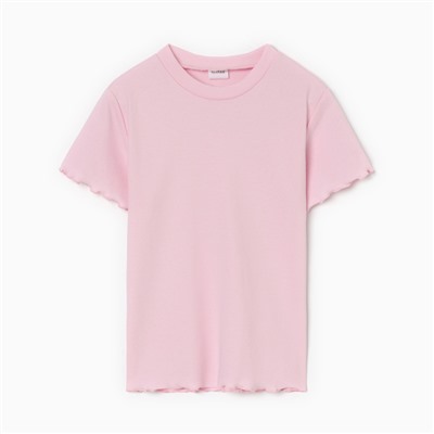 Футболка для девочки однотонная MINAKU: Basic line, розовая, рост 122 см
