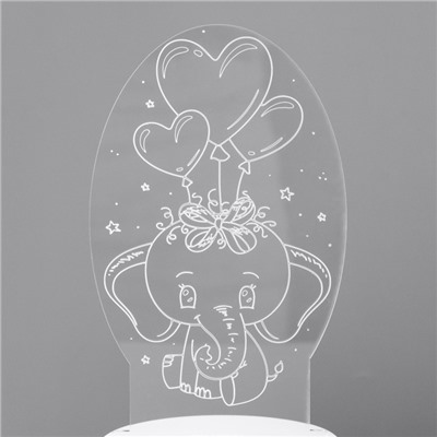 Светильник 3D RISALUX «Слоненок», LED-ночник, RGB, от сети, 11×9.5×18 см