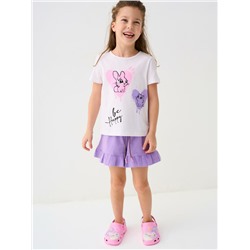 Комплект трикотажный для девочек: фуфайка (футболка), шорты