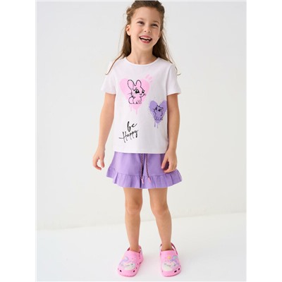 Комплект трикотажный для девочек: фуфайка (футболка), шорты