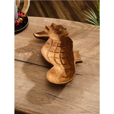 Тарелка «Морской конек», 33×20×5 см, дерево Джати, коричневая