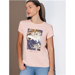 Свободная футболка с принтом из премиального хлопка с эластаном