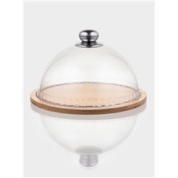 Блюдо с крышкой Доляна «Эстет», d=23.5 см, бамбук, стекло