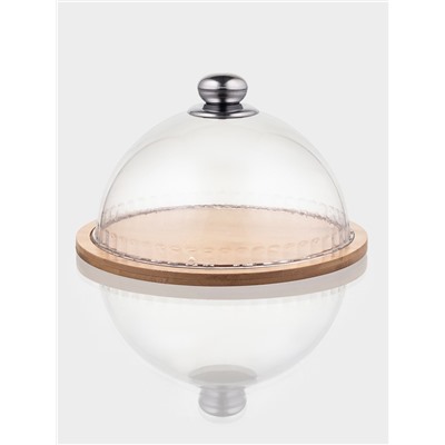 Блюдо с крышкой Доляна «Эстет», d=23.5 см, бамбук, стекло