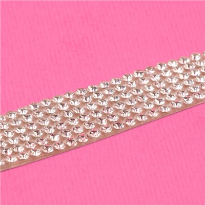 Стразы самоклеящиеся, d=2×14 мм, 4.5±0.5 м, цвет серебряный