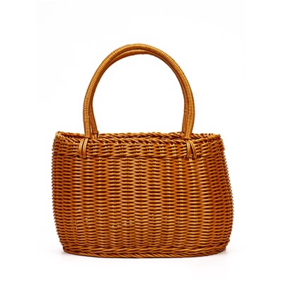 Корзина плетёная для хранения, 32×25×21 см, ручка h=17 см, пластиковая, коричневая