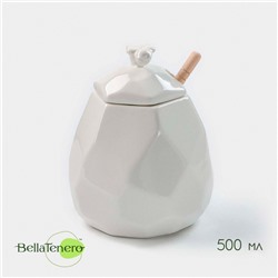 Ёмкость для мёда BellaTenero «Пчёлка», 500 мл, 9.5×13 см, с ложкой, фарфор, белая