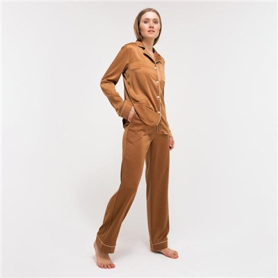 Пижама женская (сорочка, брюки) MINAKU: Light touch, бронзовая, размер 46