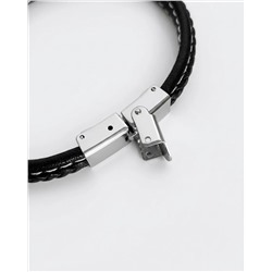 Браслет из стали на кожаном ремешке