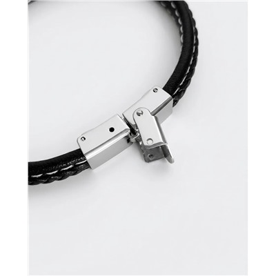 Браслет из стали на кожаном ремешке