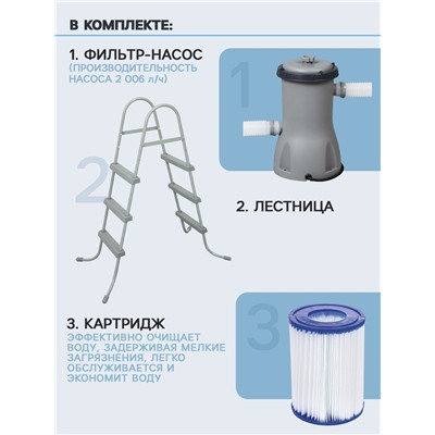 Бассейн каркасный Bestway Steel Pro Max 56709, 366×100 см, фильтр-насос, лестница, круглый