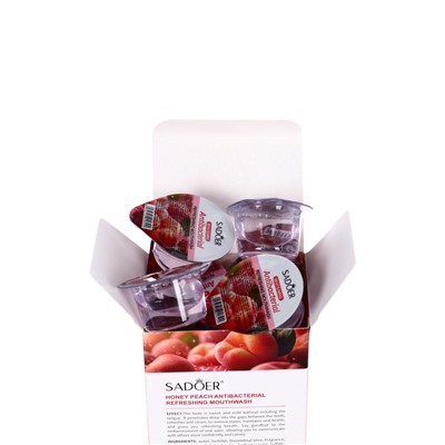 Ополаскиватель для полости рта антибактериальный SADOER, персик, 10 шт. по 13 мл