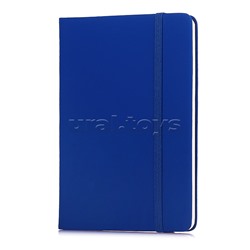 Записная книжка B6 (120 ммx170 мм) 160 стр, кремовая бумага 70 г/м² в клетку, печать в 1 краску, твердая обложка из искусственной кожи с покрытием Soft Touch, вертикальная резинка, закругленные уголки, 1 ляссе, в термоусадочной пленке, синяя
