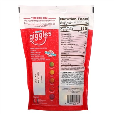 YumEarth, Organic Giggles, органические конфеты, 142 г (5 унций)