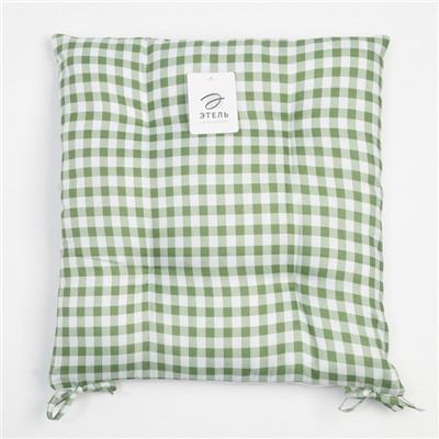 Подушка на стул Этель «Клетка» 40×40 см, зелёная