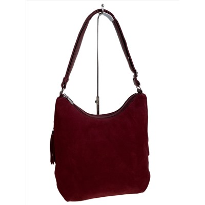 Женская сумка из натуральной замши и искусственной кожи, цвет бордовый