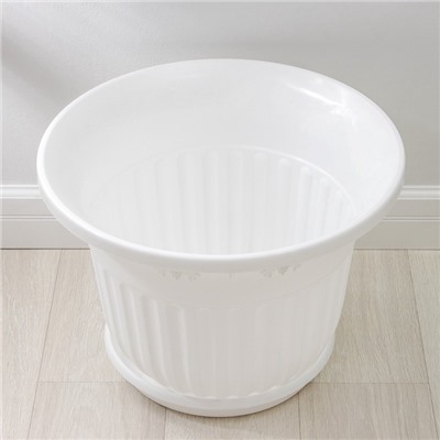 Горшок для цветов с поддоном «Лозанна», 40 л, пластиковый, белый