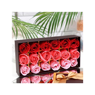 Мыльные розочки, цветные оттенки, набор 18 шт.