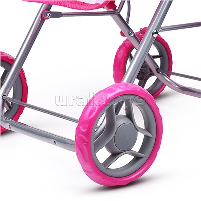 Коляска для кукол, складная, прогулочная, с тентом, цвет клубнички на розовом