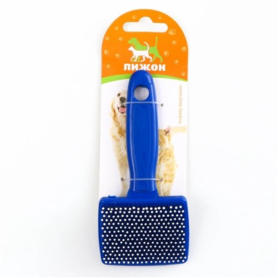 Пуходёрка малая, 6×13.5 с, мягкая, с закруглёнными зубьями, синяя