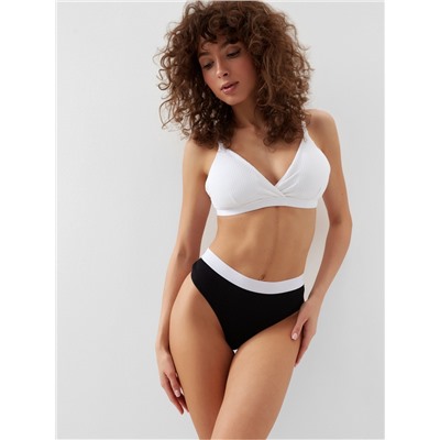 Трусы женские бразильяно MINAKU рубчик, набор 3 шт., размер 48-50, белые, бежевые, чёрные